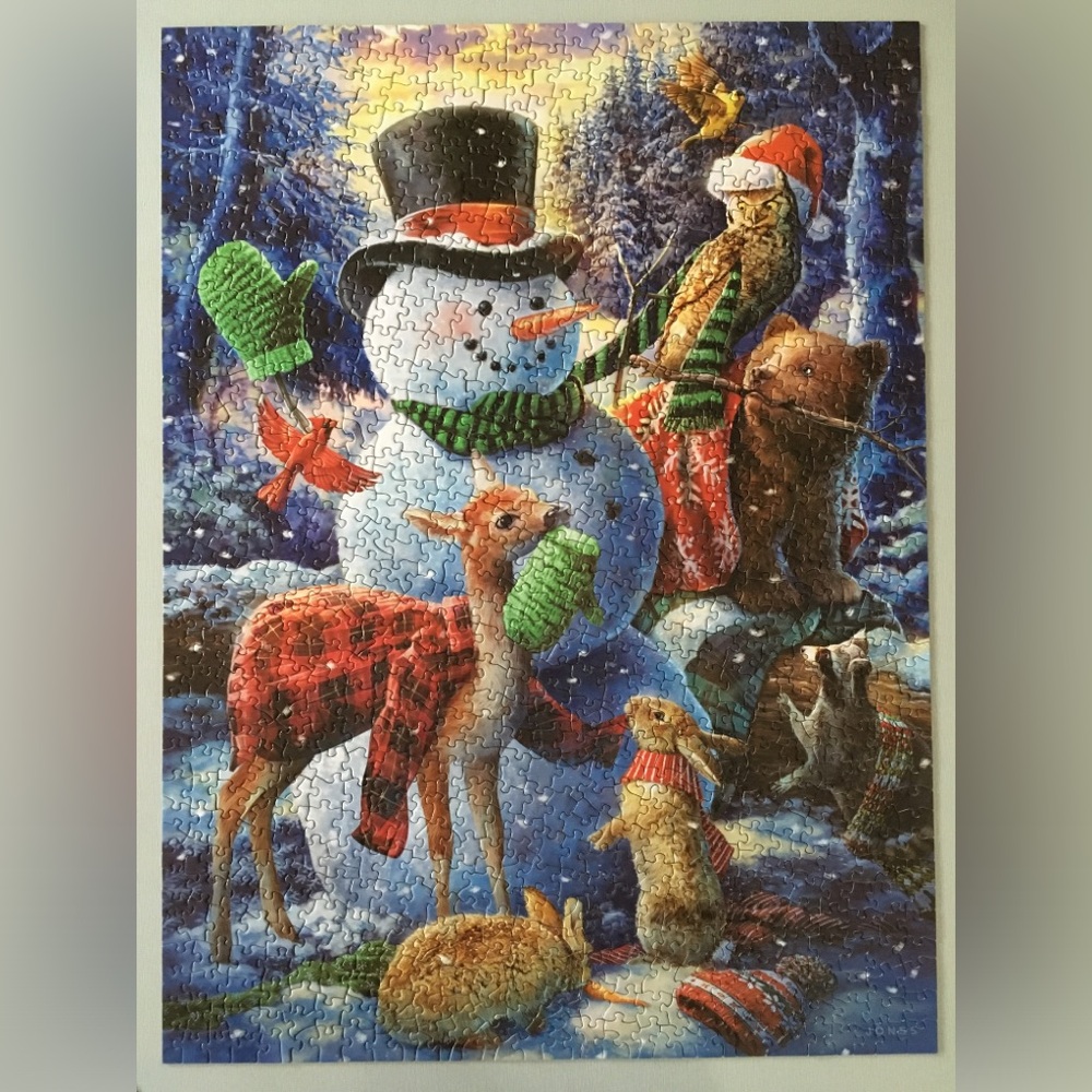 'Who's Decorating the Snowman?' 1000 Piece Puzzle MADE 2X/COMPLETE - Picture 3 of 5